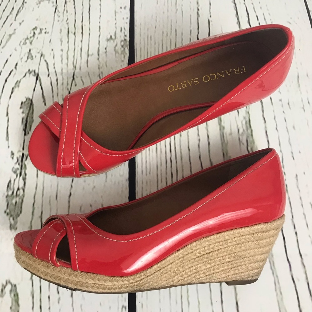 Franco Sarto Coral Wedge patent leather open toe - Picture 1 of 8